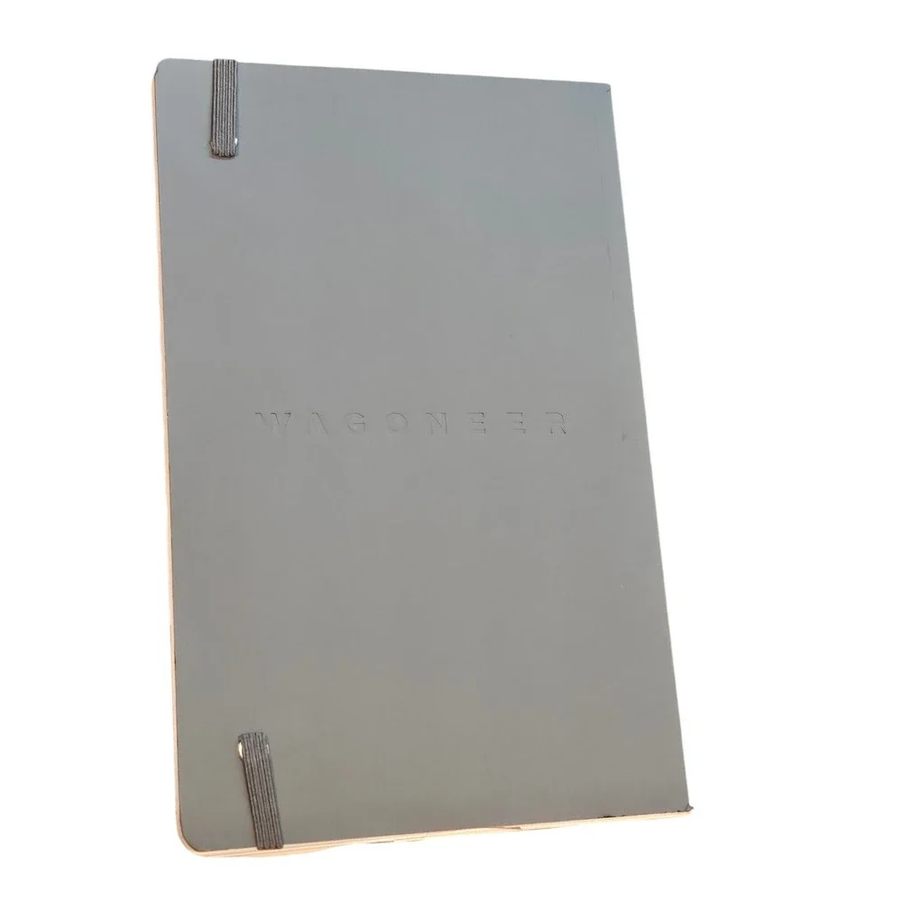 Wagoneer Gray Embossed Logo Elastic Closure Lined Notebook Journal